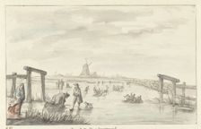 Winter view in Boom, from Zwarte Water near Zwolle, 1661-1693. Creator: Gerrit Grasdorp