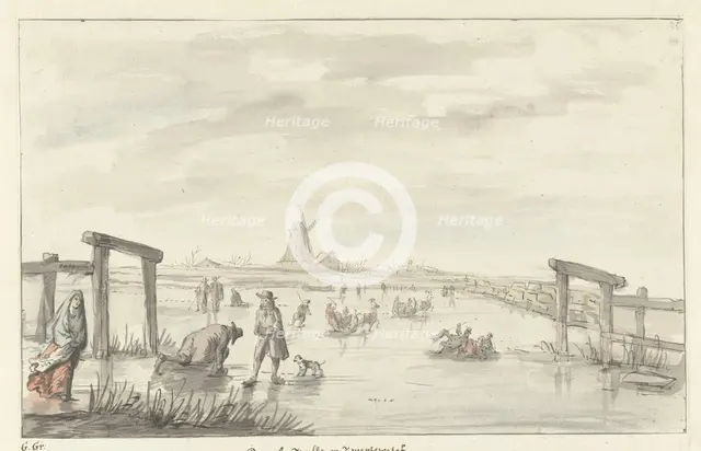 Winter view in Boom, from Zwarte Water near Zwolle, 1661-1693. Creator: Gerrit Grasdorp.