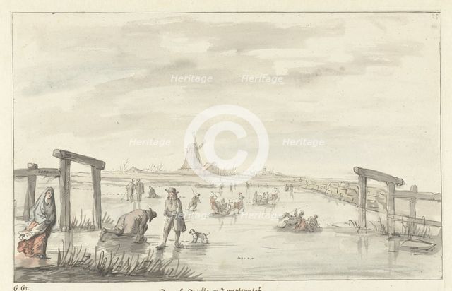 Winter view in Boom, from Zwarte Water near Zwolle, 1661-1693. Creator: Gerrit Grasdorp.