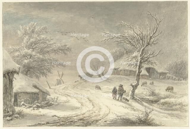 Winter view in Exloo, Drenthe, 1755-1818. Creator: Egbert van Drielst.