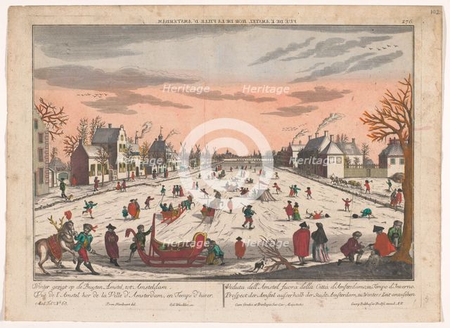 Winter view on the Amstel in Amsterdam, 1742-1801. Creator: Georg Gottfried Winckler.