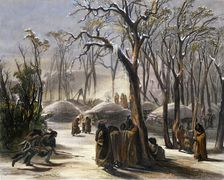 Winter Village of the Minatarres 1843. Artist: Narcisse Desmadryl