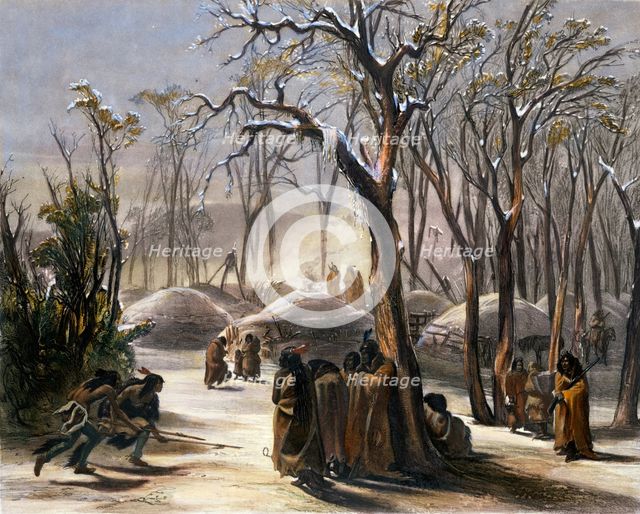 'Winter Village of the Minatarres', 1843. Creator: Narcisse Desmadryl.