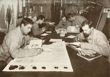 Winter Work (Left to right - Debenham, Cherry-Garrard, Bowers, Evans, Taylor) c1911, (1913). Artist: Herbert Ponting
