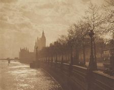 Winter's mood Victoria embankment. From the album: Photograph album - London, 1920s. Creator: Harry Moult