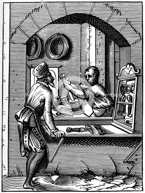 Wire worker, 16th century (1849).Artist: Jost Amman