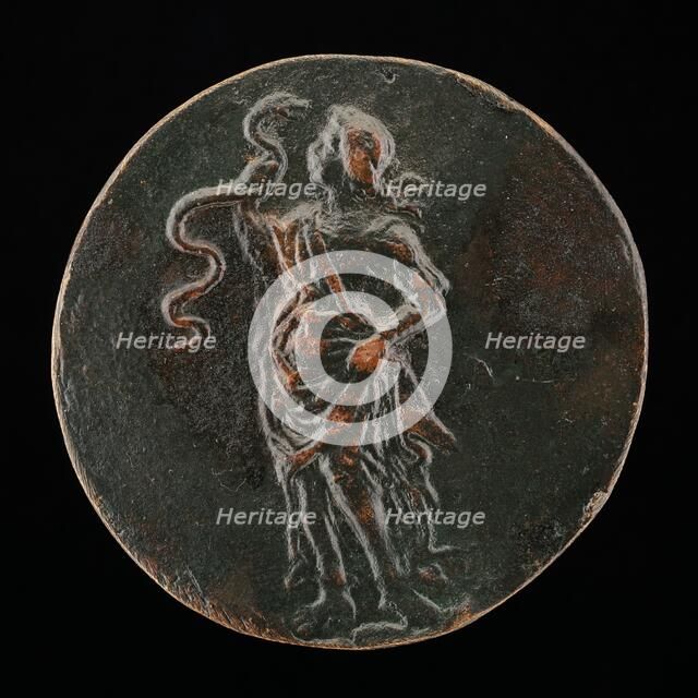 Wisdom Gazing at a Serpent [reverse], c. 1500. Creator: Unknown.