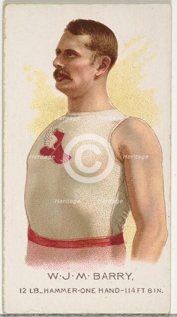 W.J.M. Barry, Hammer Throw, from World's Champions, Series 2 (N29) for Allen & Ginter Ciga..., 1888. Creator: Allen & Ginter.