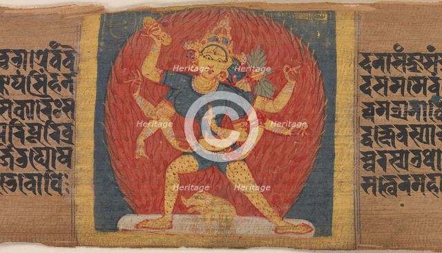 Wrathful Eight-armed and Three-faced Goddess Tara Marichi..., ca. 1090. Creator: Unknown.