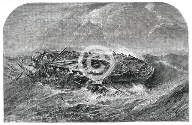 Wreck of an Indiaman - from a Picture by Mr. Daniell, 1850. Creator: Whymper.