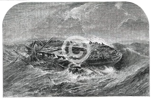 Wreck of an Indiaman - from a Picture by Mr. Daniell, 1850. Creator: Whymper.