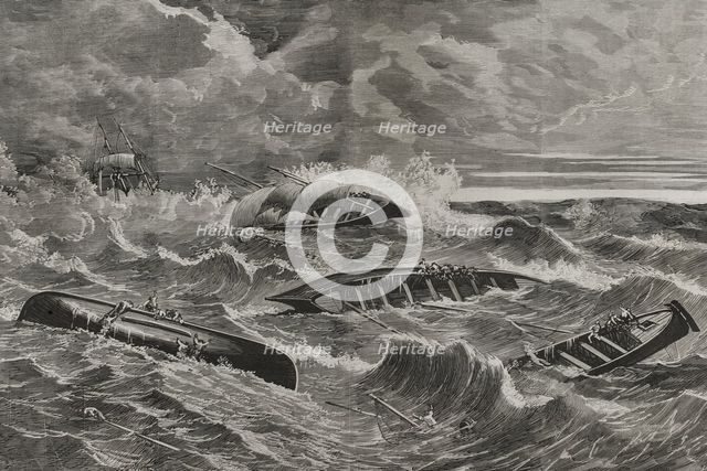 Wreck of fishing boats on the coast of the Cantabrian Sea, caused by the "galerna", April 20, 1878.  Creator: Rafael Monleon.