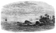 Wreck of the mail steam-ship Rangoon at Galle - Kadir Rocks at the entrance to Galle Harbour, 1871. Creator: Unknown