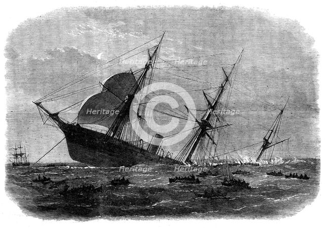 Wreck of the mail steam-ship Rangoon at Galle - the Rangoon sinking..., 1871 Creator: Unknown.
