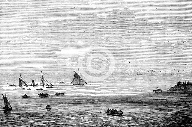 Wreck of the mail-packet Caledonia at St. Helier's, 1881. Creator: Unknown.
