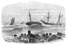 Wreck of the Aberdeen steamer Stanley at Tynemouth, 1864. Creator: Unknown