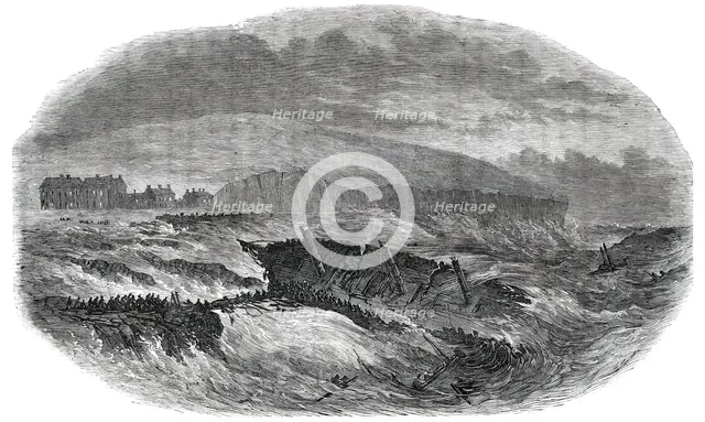 Wreck of the Barque "Edmund", on the Duggerna Rocks, Bay of Kilkee, County of Clare, 1850. Creator: Unknown.