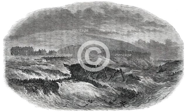 Wreck of the Barque "Edmund", on the Duggerna Rocks, Bay of Kilkee, County of Clare, 1850. Creator: Unknown.