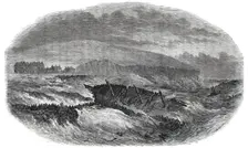Wreck of the Barque "Edmund", on the Duggerna Rocks, Bay of Kilkee, County of Clare, 1850. Creator: Unknown