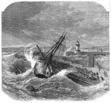Wreck of the Rapido, a Portuguese schooner, on Ramsgate Pier, 1870. Creator: Unknown