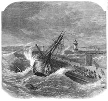 Wreck of the Rapido, a Portuguese schooner, on Ramsgate Pier, 1870. Creator: Unknown