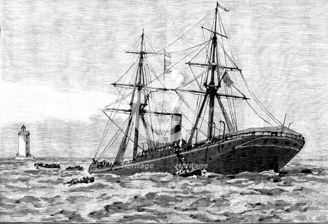 Wreck of the steam-ship Dacca in the Red Sea: an hour after she struck, 1890. Creator: Unknown.