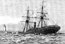 Wreck of the steam-ship Dacca in the Red Sea: an hour after she struck, 1890. Creator: Unknown