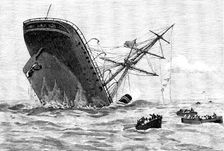 Wreck of the steam-ship Dacca in the Red Sea: going down, two miles from the Daedalus Light, 1890. Creator: Unknown