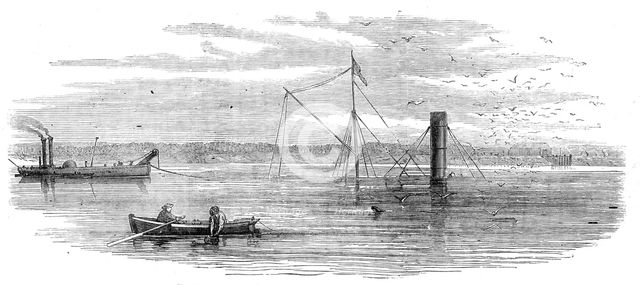 Wreck of the steamer Batavier in the Thames, near Barking, 1872. Creator: Unknown.