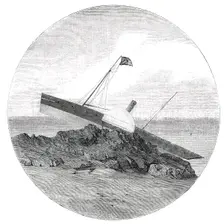 Wreck of the "Superb", as Seen through a Telescope, from Jersey, 1850. Creator: Unknown