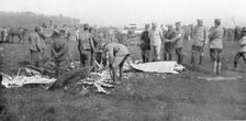 Wreckage of the aeroplane in which French pilot Adolphe Pegoud was killed in action, 1915