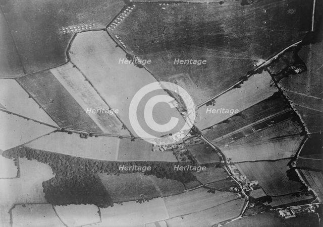 Wrecked Zeppelin from plane in Eng. [i.e. England], 1916. Creator: Bain News Service.