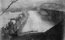 Wrecked bridge over Morawa [i.e., Morava], between c1915 and c1920. Creator: Bain News Service