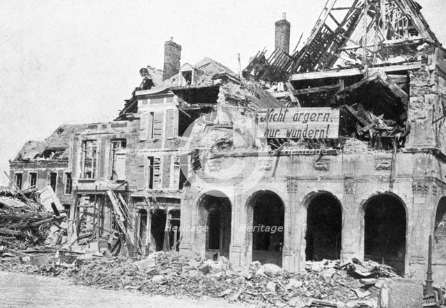 Wrecked building, Grande Place, Peronne, France, First World War, 1917, (c1920). Artist: Unknown