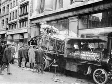 Wrecked Sopwith Atlantic aircraft from the Atlantic crossing attempt, Oxford Street, London, 1919. Creator: Unknown