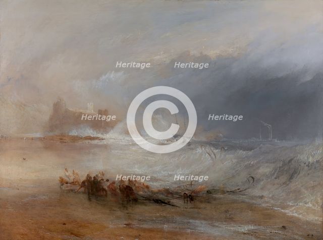 Wreckers -- Coast of Northumberland, with a Steam-Boat Assisting a Ship off Shore, between 1833 and  Creator: JMW Turner.