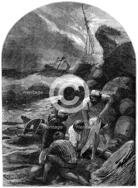 'Wreckers stripping the body of Sir C Shovel', 1707, (19th century). Artist: Unknown