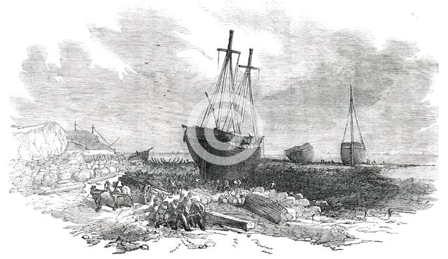 Wrecks on the Rocks at Tynemouth - sketched from below the Spanish Battery, 1850. Creator: Unknown.