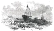 Wrecks on the Rocks at Tynemouth - sketched from below the Spanish Battery, 1850. Creator: Unknown