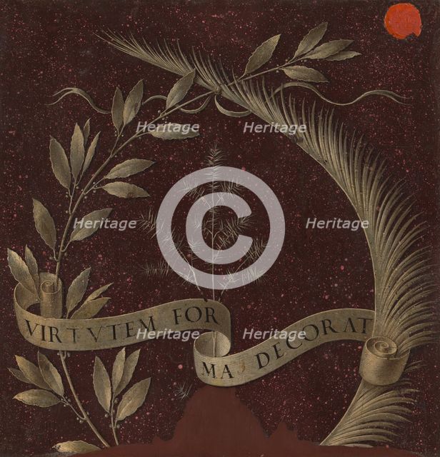 Wreath of Laurel, Palm, and Juniper with a Scroll inscribed Virtutem Forma Decorat [reverse], c. 147 Creator: Leonardo da Vinci.