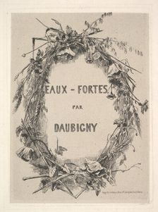 Wreath of Wildflowers, title for "Eaux-Fortes par Daubigny", 1850. Creator: Charles Francois Daubigny
