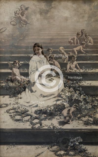 Wreath-Weaving (Our Lady of the Herbs), "Queen of Heaven. Legends of the Virgin Mary", 1894. Creator: Piotr Stachiewicz.