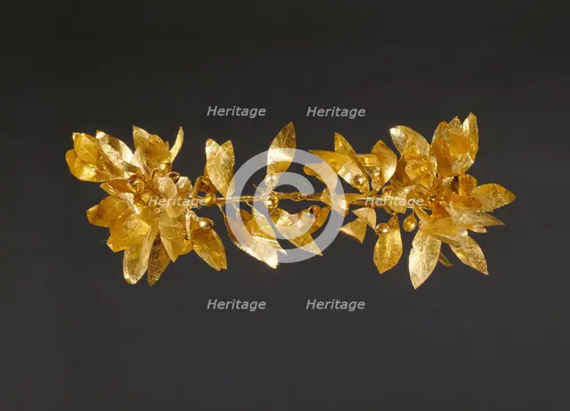 Wreath with detached stem including leaves and detached berries, 300-100 BC. Creator: Unknown.