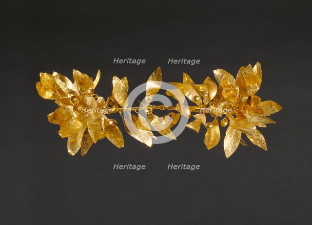Wreath with detached stem including leaves and detached berries, 300-100 BC. Creator: Unknown.