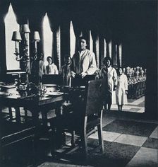 Wren wine stewards in the Banqueting Hall of the Great Wren 1941. Artist: Cecil Beaton