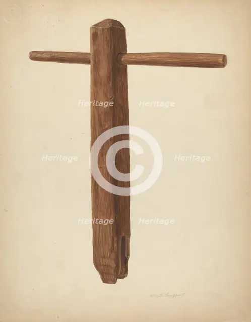Wrench for Tightening Rope Bed, c. 1939. Creator: Albert Geuppert.