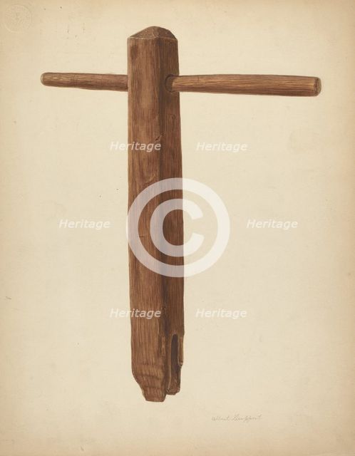 Wrench for Tightening Rope Bed, c. 1939. Creator: Albert Geuppert.