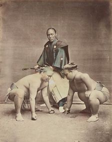 Wrestlers, 1870s-1890s. Creator: Kusakabe Kimbei