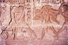 Wrestlers, Temple of Rameses III at Medianat Habu, Luxor, Egypt, 12th Century BC