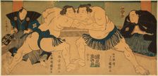 Wrestling match Tagasugo vs Ayusegawa, 1866